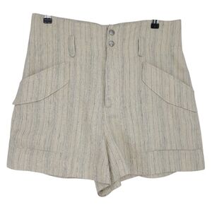 Rag & Bone Cargo Shorts Linen Beige Tan Stripe High Rise Short 10